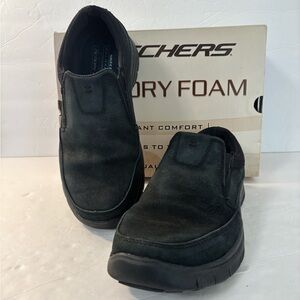 SKECHERS Black Suede Memory Foam Loafers Size 7